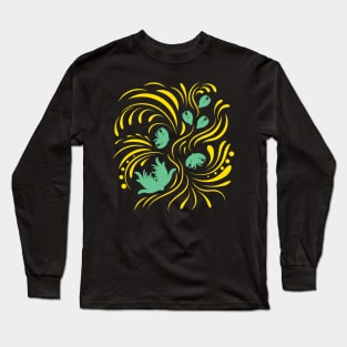 Abstract folk floral art. Flowers print, poster. Long Sleeve T-Shirt